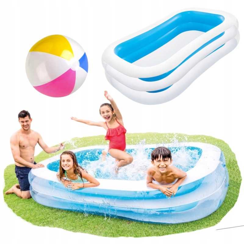 Šeimos sodo pripučiamas baseinas 262x175cm intex model 2024 nemokamas kamuolys
