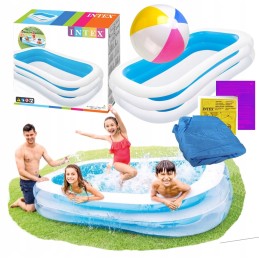 Didžiulis šeimos sodo pripučiamas baseinas 262x175cm intex 2024 nemokamas kamuolys