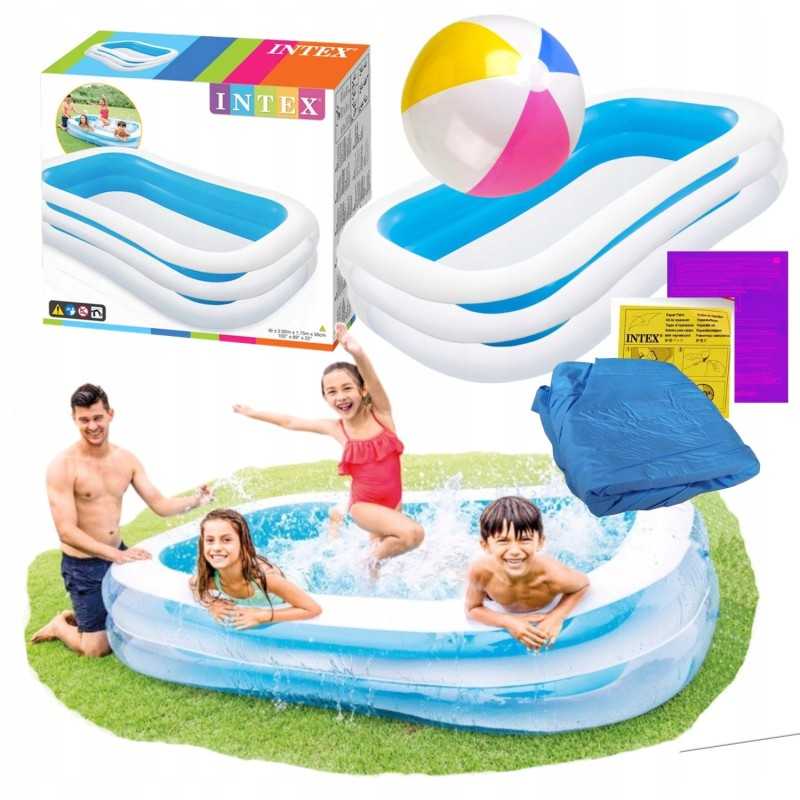 Didžiulis šeimos sodo pripučiamas baseinas 262x175cm intex 2024 nemokamas kamuolys