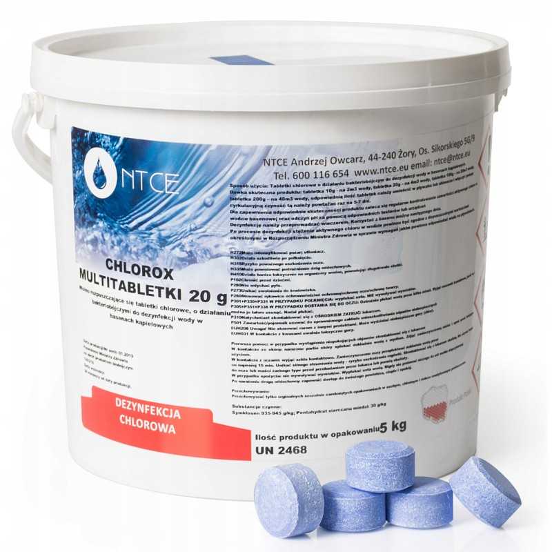 5 kg kelių tablečių mėlyna 6in1 20g chlorox baseinas