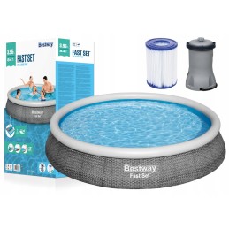 Bestway 57376 greitas išsiplėtimo baseinas su filtro siurbliu pilka 3 96m x 8