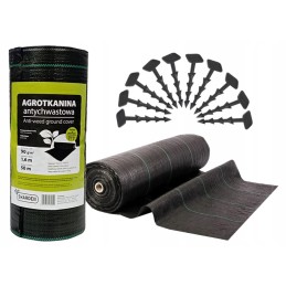 Skarden sodininkystės agrotekstilė 1,6x50 m, 90 g/m2 juoda + tvirtinimo kaiščiai