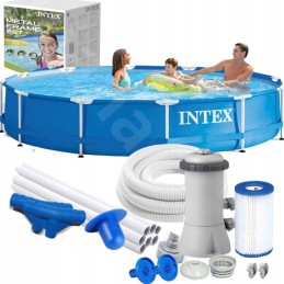 Didelis apvalaus rėmo baseinas 366 cm intex 28212np siurblių šeimos baseinas