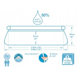 Bestway išsiplėtimo baseinas 5377 l 366x76 cm 57274