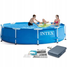 Plieninis sodo baseinas 305 x 76 cm rinkinys 2in1 intex 28200