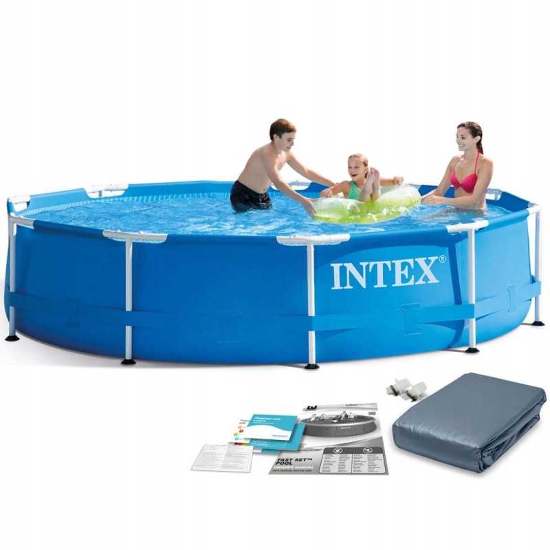 Plieninis sodo baseinas 305 x 76 cm rinkinys 2in1 intex 28200