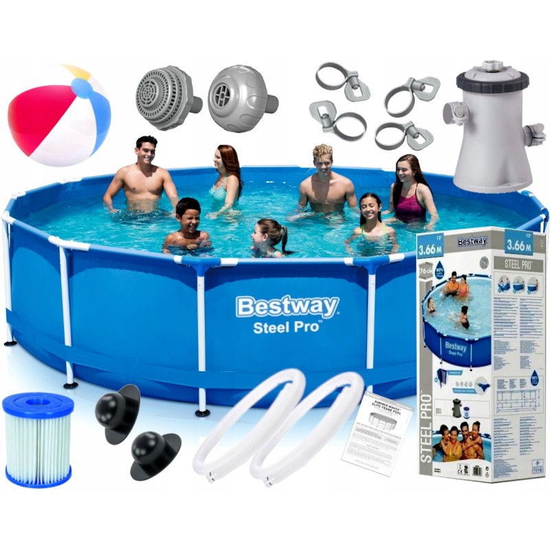 Swimming pool 366x76 frame family garden set