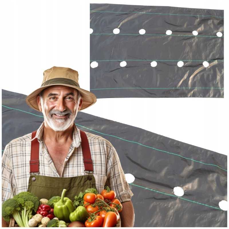 Agrotekstilė, skylutės braškėms ir agurkams, 1,1 x 20 m