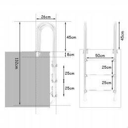 3 pakopų plieninės baseino kopėčios, 132 cm