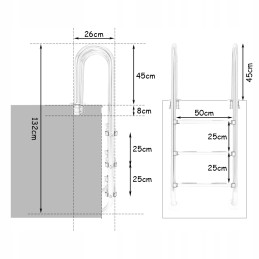 3 pakopų plieninės baseino kopėčios, 132 cm