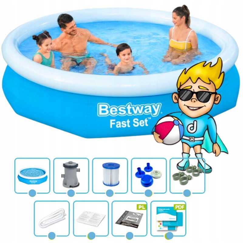 Išplečiamasis sodo baseinas 244x61 bestway siurblys 9in1
