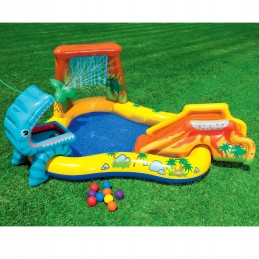 Pripučiamų baseinų žaidimų aikštelės dinozaurai su fontanu intex 57444
