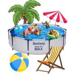 Bestway apvalaus rėmo baseinas 305 x 76 cm bestway pro maks