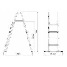 Dvipusės baseino kopėčios, 122 cm