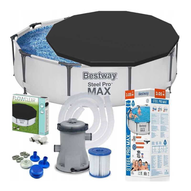 Bestway 56408 sodo baseino rėmas 305x76cm komplektinis dengiantis siurblio filtras