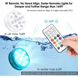 8x rgb baseino lemputė su magnetu maitinama povandenine lempute