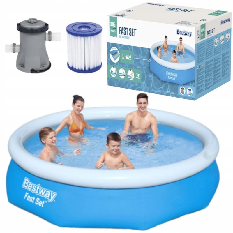 Bestway išsiplečiantis sodo baseinas, apvalus, flirtuojantis siurblys, 305x76cm 57270