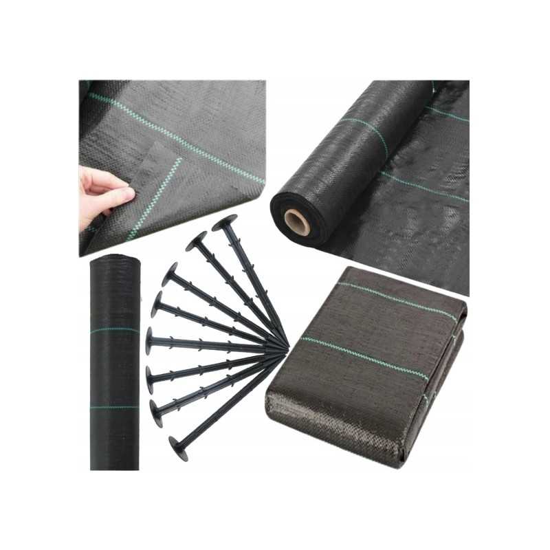 Stiprus nuo piktžolių kilimėlio agrotekstilė 0,8 m x 50 m nemokamai 50 vnt inkarų - laikina akcija