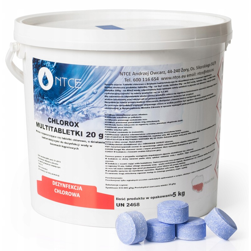 5 kg kelių tablečių mėlyna 6in1 20g chlorox baseinas