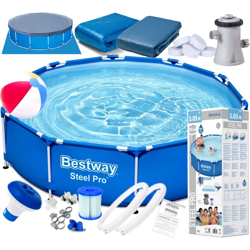 305x76 baseinas su rėmu pompa vaikams komplektas