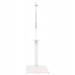 Baltas medinis sodo dušas