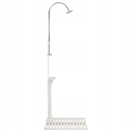 Baltas medinis sodo dušas