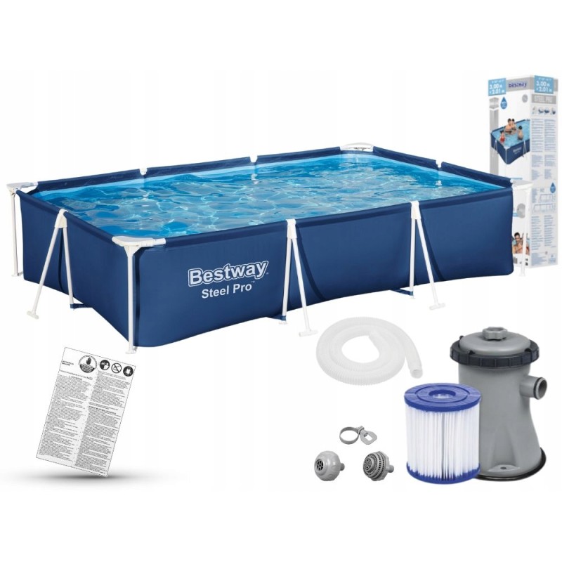 Sodo baseinas 300x201x66 rėmas su siurbliu bestway 56411 modelis 2024