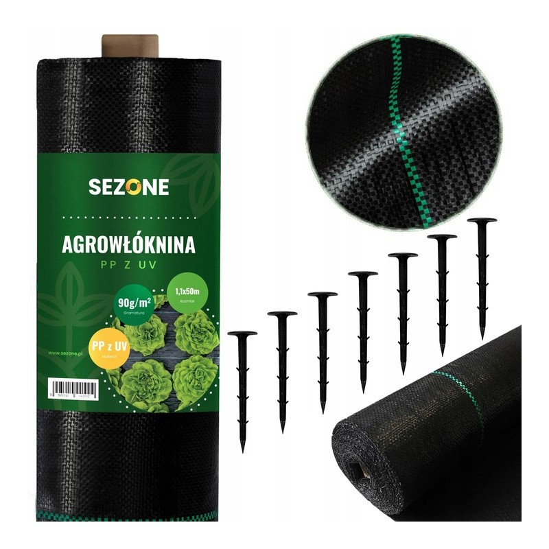 ⭐⭐Storos aukščiausios kokybės agrotekstilė nuo piktžolių agrotekstilė 1,1x50m 90g/m2 smeigtukai⭐⭐
