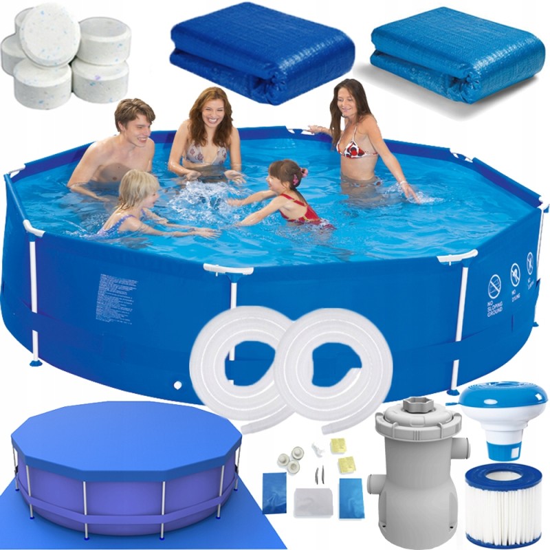 19in1 rėmas sodo baseinas 305x76 siurblio dangčio kilimėlis chloro filtrų rinkinys