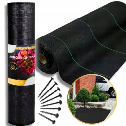 Agrotekstilinis kilimėlis nuo piktžolių agrotekstilė juoda 1,1x100m 90g + inkarai
