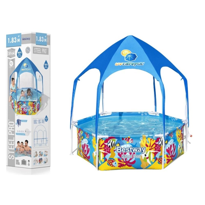 Karkasinis sodo baseinas su stogu 183 cm x 51 cm bestway 5618t