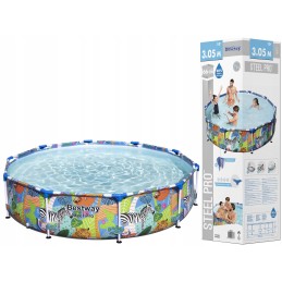 Zebra apvalaus rėmo baseinas vaikams bestway 305 66 cm 10ft
