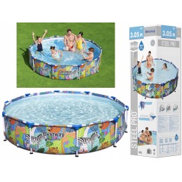 Zebra apvalaus rėmo baseinas vaikams bestway 305 66 cm 10ft