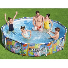 Zebra apvalaus rėmo baseinas vaikams bestway 305 66 cm 10ft