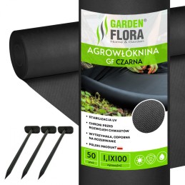 Agrotextile gf black 1.1x100m50g + smeigtukų rinkinys