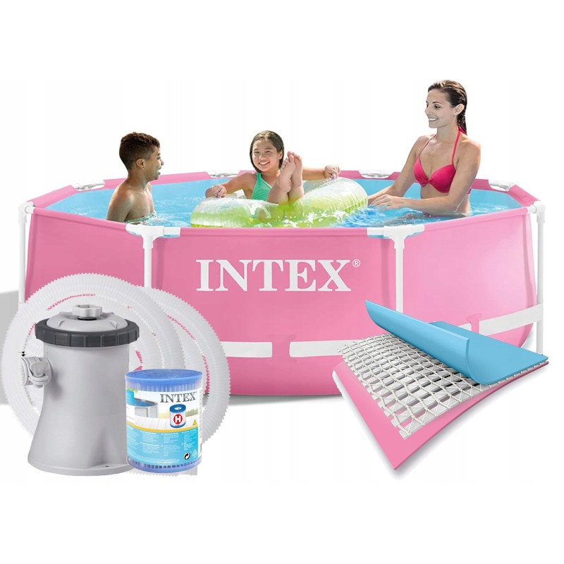 7in1 Barbie rėmas sodo baseinas rožinis 244x76 cm intex pompa 28292