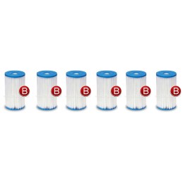 6 x siurblio filtrų komplektas, B tipo intex 29005