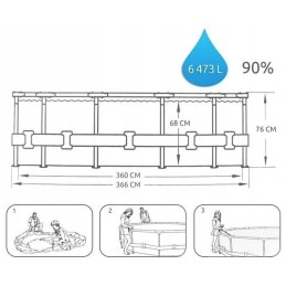 Bestway 56416 baseino 366x76cm chloro filtro siurblys