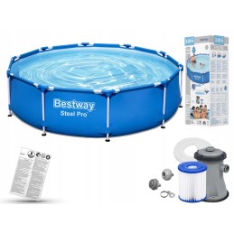Plieninis sodo baseinas 305x76 su Bestway siurbliu
