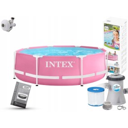 Intex 28292 rėmo baseino rožinis 244x76cm siurblio filtras