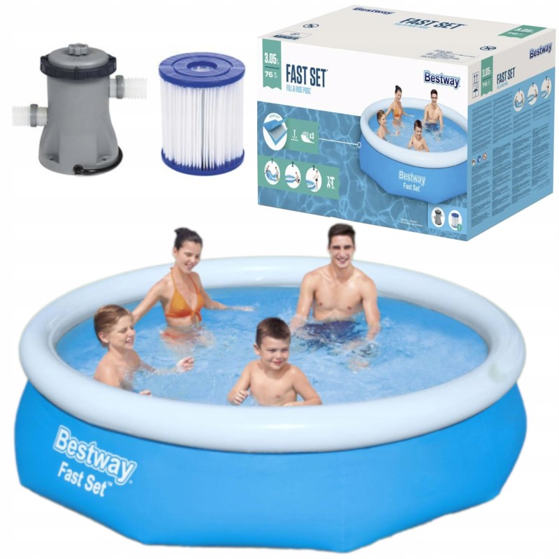 Bestway išsiplečiantis sodo baseinas, apvalus, flirtuojantis siurblys, 305x76cm 57270