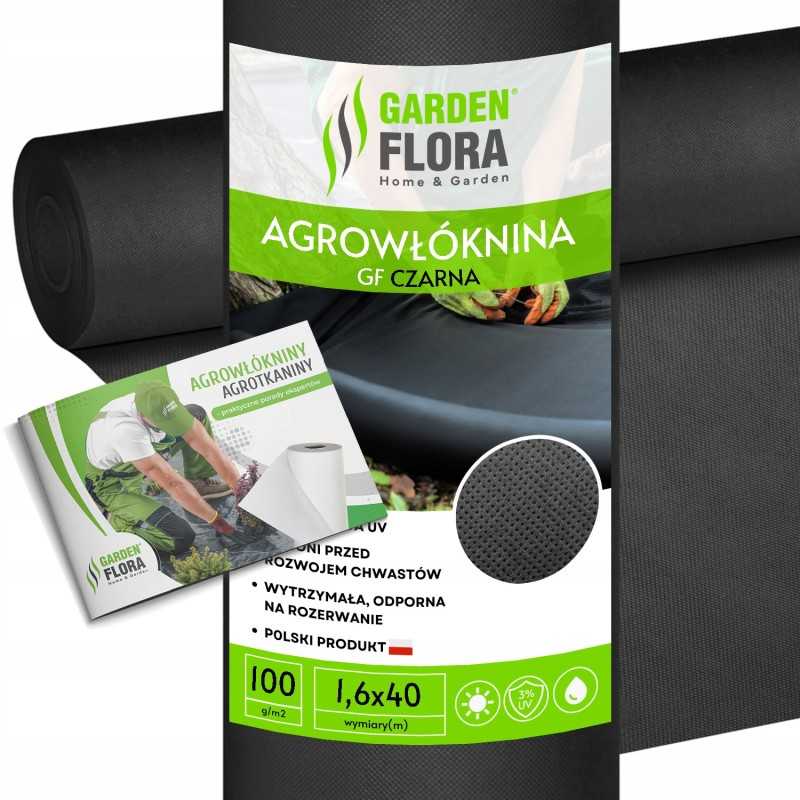 Agro GF nuo piktžolių agrotekstilė 1,6x40m juoda piktžolėms stora 100g