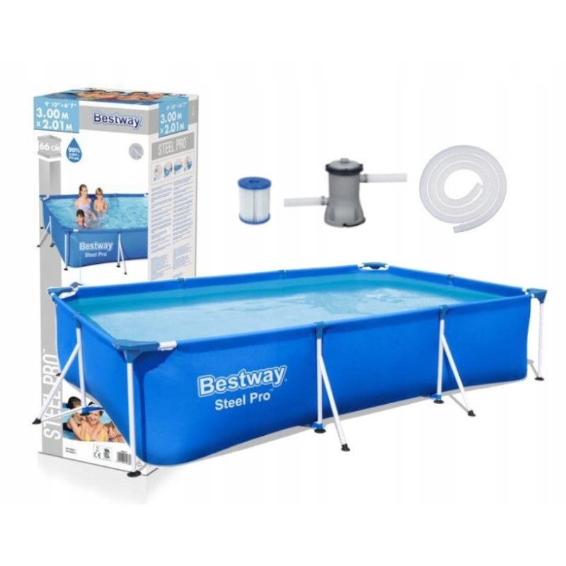 Didelis šeimos sodo rėmo baseinas 300 x 201 x 66 cm bestway 56411