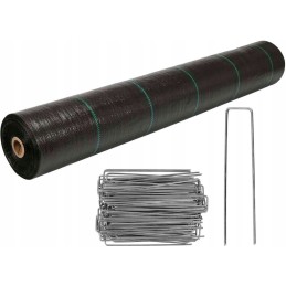 Agrotekstilė 90g 50m + metaliniai kaiščiai 100vnt.