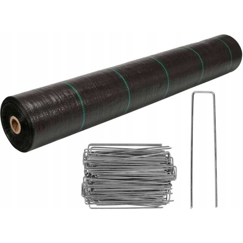 Agrotekstilė 90g 50m + metaliniai kaiščiai 100vnt.