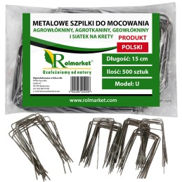 ✨ metaliniai kaiščiai agrotekstilei, agrotekstilei ir geotekstilei tvirtinti, modelis 'u' 15cm kmu500r - (500 vnt.)