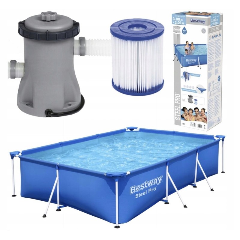 Bestway 56411 rėmo baseinas 300x201x66cm 9in1