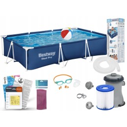 Plieninis sodo baseinas 300x201x66 bestway 56411 rinkinys 11in1 modelis 2024
