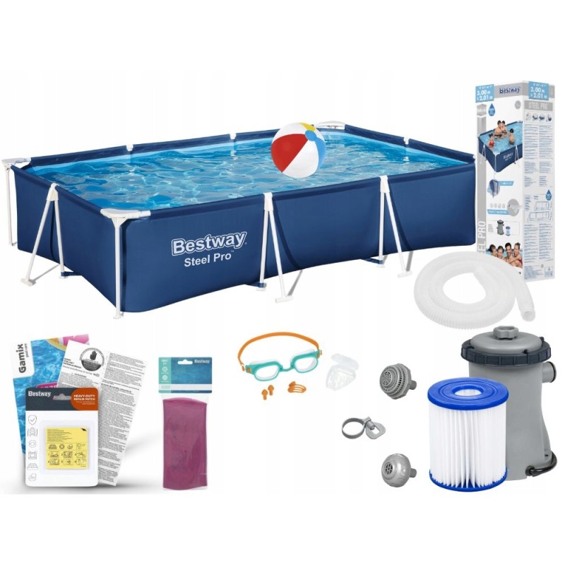 Plieninis sodo baseinas 300x201x66 bestway 56411 rinkinys 11in1 modelis 2024