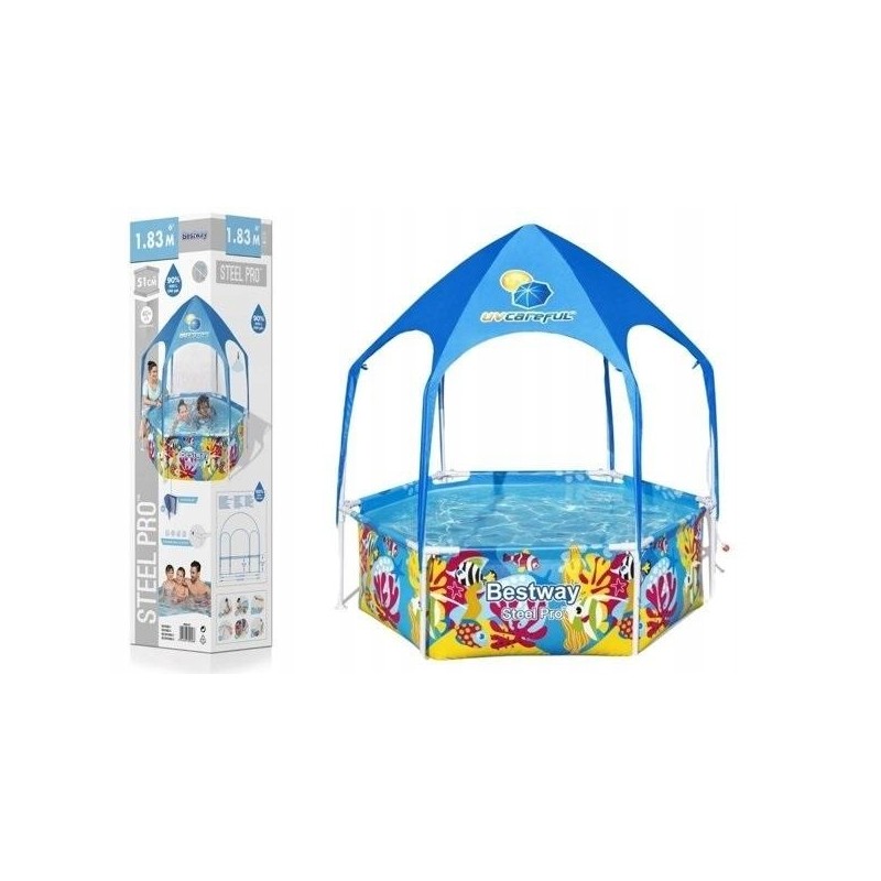 Karkasinis sodo baseinas su stogeliu, 183x51cm, 930l